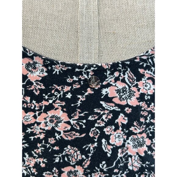 VOLCOM What A Looker Crop Tank Top Sz M Corset Style Tank Eyelet Floral Printed - Picture 9 of 10